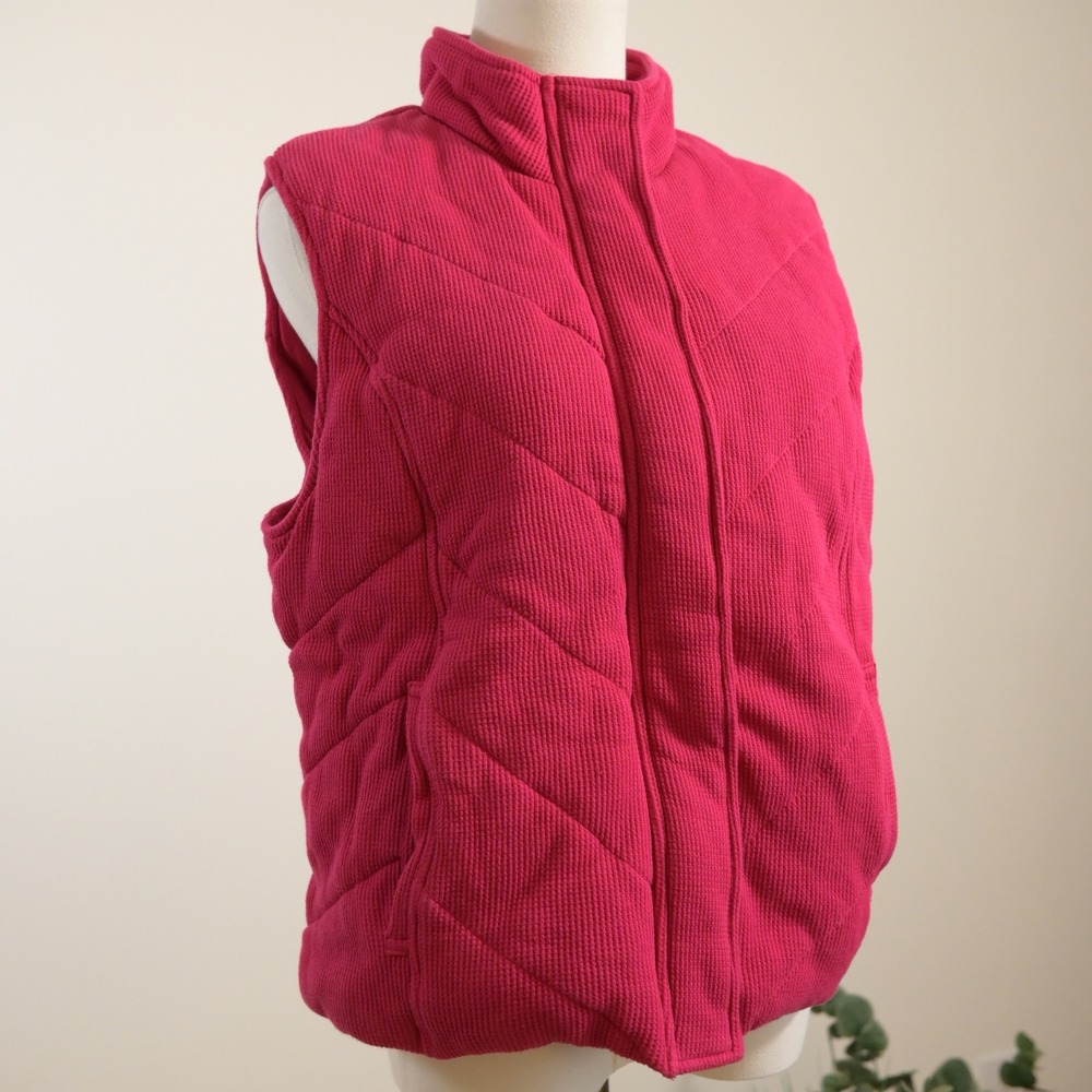 Jones New York Sport Petite Pink Quilted Waffle Knit Puffer Vest PXL